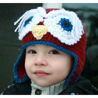 Crochet pattern owl earflap hat includes 4 sizes from newborn to adult