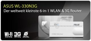 ASUS WL 330N3G– Kompakter 6 in 1 Wireless N Mobile Multifunktions