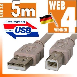 Druckerkabel 5m A / B Kabel Drucker Anschlusskabel w4W #392