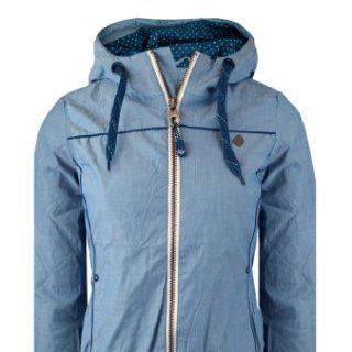 Eight2Nine Damen Jacke Kapuze Kontrast Zipper Übergangsjacke blau