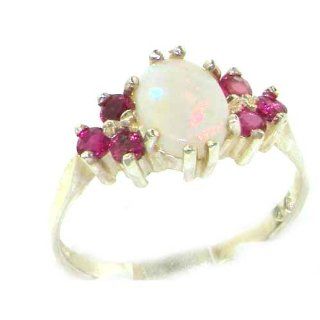 Damen Ring 9 Karat (375) Weißgold mit Opal Rubin   Größe 50 (15.9