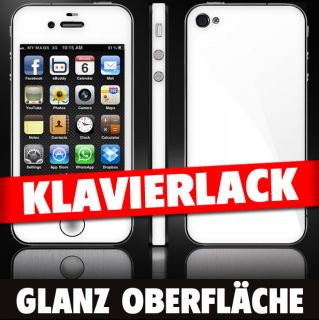 iPhone 4s Skin Set KLAVIERLACK WEIß Handy Folien Aufkleber Zubehör