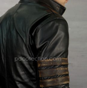 XMEN ORIGINS Genuine Leather Jacket Black distressed Vintage Fit L