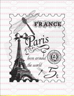 Vintage Bügelbild France Paris Briefmarke Eiffelturm NO. 425