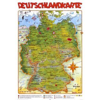 Cartoon Deutschlandkarte Oben Poster Print, 61x92 Küche