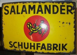 Original Emaileschild Salamander Schuhfabrik
