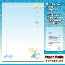 Motivpapier Briefpapier BABY SCHNULLER (BLAU) 100 Blatt DIN A4 90g/m²