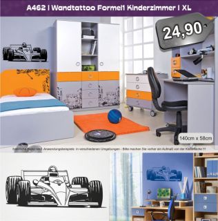 A462 I Wandtattoo Formel1 Kinderzimmer Aufkleber Wandaufkleber Kinder