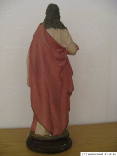 Alte Figur / Skulptur Jesus Gipsfigur Dachbodenfund