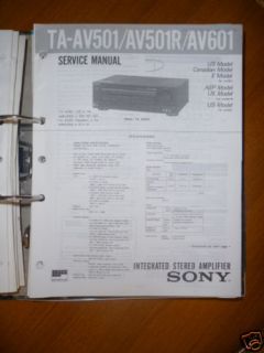 Service Manual Sony TA AV501/AV501R/TA AV601 Amplifier,ORIGINAL