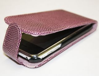 iPhone 3G & 3GS Lila Schlangen Optik Handy Leder Tasche Flip Case