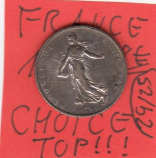 FRANCE FRANKREICH 1 Franc 1918 Ag CHOICE CONDITION HÜBSCHE QUALITÄT