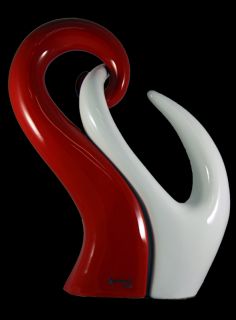 Carmen Soft Design Vase Rot / Weiß Lackiert Dekovase Designvase