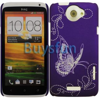 Purple Stylish Butterfly Hard Cover Case For HTC ONE X S720E