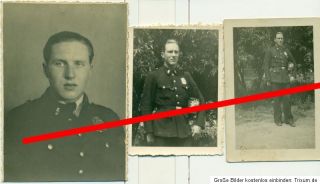 3x Foto Polizei Hamburg 40er Jahre Tschako Abzeichen Portrait (288