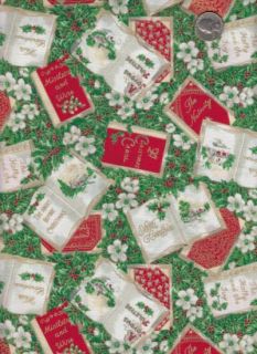 Woodrow Studio Fabric SING A SONG OF CHRISTMAS Songbooks Gold Metallic