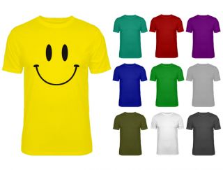 Mens Smiley Happy Face T shirt Pick Colour S XXL NEW