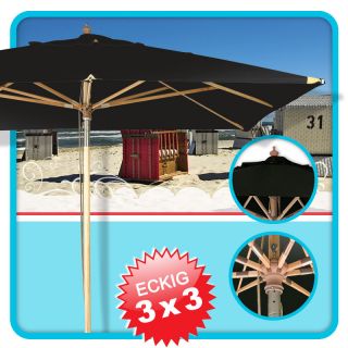 knickbarer Sonnenschirm Marktschirm 3x3m eckig Schwarz Cannes NEU