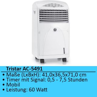 Klimageraet Klimaanlage Mobil Timer Signal Oszillierend Tristar AC 549