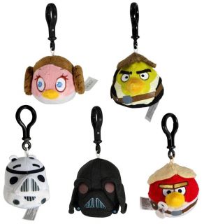 Angry Birds Star Wars Plush Backback Clip On Set Of 5 *New*