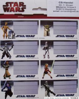 8x Star Wars Clone Sticker Schule für Bücher Hefte