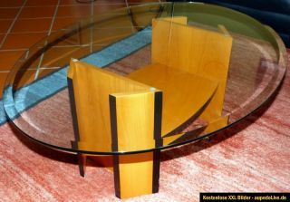 Couchtisch Tisch modern Buche Glas Glastisch oval #####