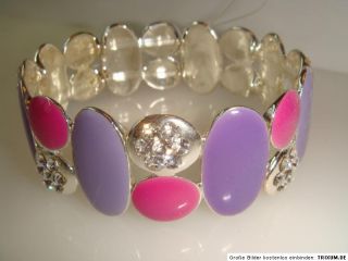 SALE ** Trendy Schmuck Art Armband silber mit rosa Straß Steinchen