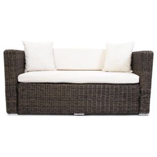 Luxus Poly Rattan 2er Sofa Couch RomV naturgrau, rundes Rattan