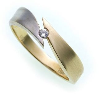 Damen Ring Brillant 0,05ct echt Gold 585 Bicolor