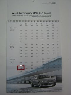 Audi Kalender 3 Monats Kalender Wandkalender 2013 Größe 30 x 52 cm