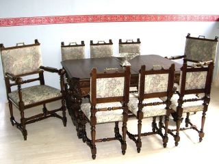 Gründerzeit 6 Stühle + 2 Armlehnstühle Renaissance Esszimmer