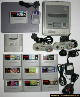 Super Nintendo SNES Grau Konsole 10 Spiele 2 Original Controller 100%