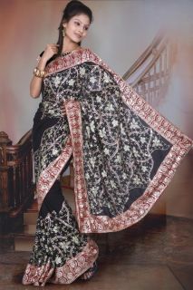 bollywood Indien Braut Hochzeits Stickerei Sari Saree kleid Bauchtanz
