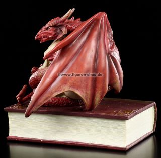 Anne Stokes Figur   Drache auf Buch   Schatulle Statue Dragon Box