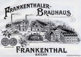 Reklame Brauerei Frankenthal Brauhaus Bier Bayern 1926