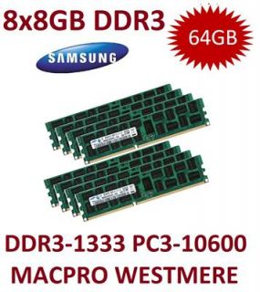 8x 8GB 64GB DDR3 1333 Mhz ECC REGISTERED RAM Westmere