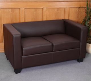 2er Sofa Couch Loungesofa M65, Leder, Kunstleder, Mikrofaser, creme