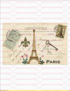 Postkarte Bügelbild Eiffelturm Paris Vintage NO. 689 auf A4