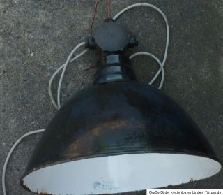 Alte Email Lampe Art Deco Fabriklampe Werkstattlampe Industrielampe