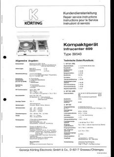 Körting Original Service Manual für Infracenter 699