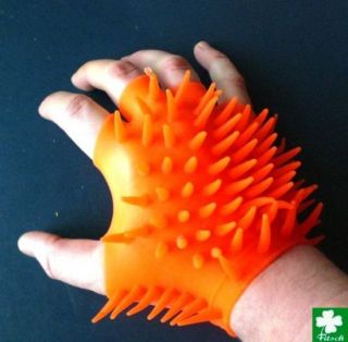 Handschuh mit Stacheln aus Gummi Fingerlos Gummihandschuh Orange