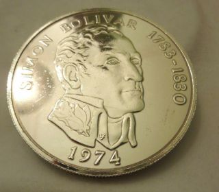 Silbermünze Münze 20 Balboas 1974 Simon Bolivar 925 er