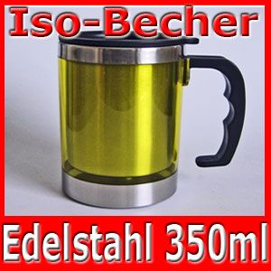 Edelstahl Iso Becher 350ml iso Tasse Thermobecher GELB