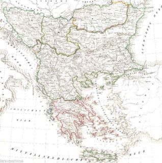 Antiquarische alte Landkarte Königreich GRIECHENLAND Greece Hellas