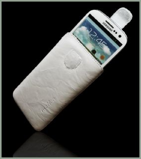 Handy Echt Leder Tasche Unique Weiss Samsung Galaxy S3 i9300 Etui