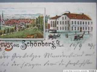 Schönberg Görlitz  Alte Ansichtskarte Lithokarte Gasthof z. Hirsch