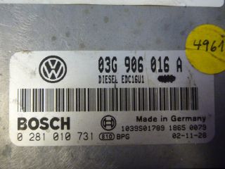 VW Golf 5 Diesel Motorsteuergerät 03G 906 016 A Bosch 0 281 010 731