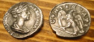 ric 743 trajan c 4 denar vs divaavgvstamarciana diademed drapierte