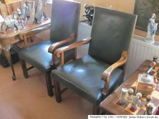 10 Stück Antike Stühle Armlehnstühle Echtleder bezogen ca um 1920
