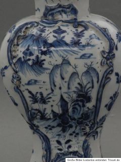 seltene Vase / Balustervase von Delft, aus der Barock Zeit um 1750